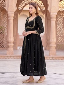 Festive Elegant Premium Silk Blend <b>Womens</b> Embroidered <b>Kurta</b> With Patiala Dupatta Ethnic Outfit Smooth premium silk blend <b>womens</b> - Product Image 2