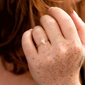 Women's 14K Solid Gold Pear Cut Diamond Engagement Ring Pave Setting Classic Style - Product Image 3