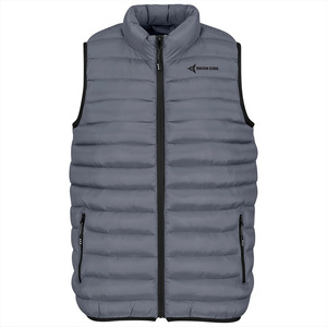 DAIZEN STAR Men's Black Stand Collar Puffer Vest Zipper Closure Windproof Casual Winter Outerwear Solid Color Polyester Wadding - Product Image 4
