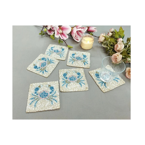 Luxury Handmade Cross Stitch Crab Coaster <b>Set</b> <b>Square</b> Embroidered Animal Design Decorative Table Mats Premium Needlework Home Dec - Product Image 3