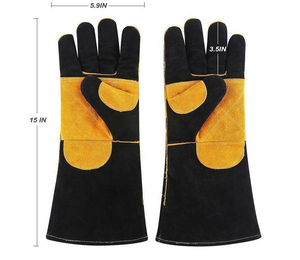 Gants de soudage résistants à la chaleur, en cuir de vachette pleine fleur, avec isolation en feuille d'aluminium, pour soudage TIG MIG - Product Image 3