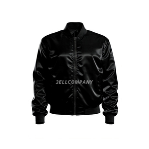 Chaqueta Bomber de Satén Naranja para Hombre, Chaqueta Varsity Casual con Cierre Completo, Ropa Exterior Ligera de Estilo Urbano - Product Image 3