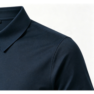 Polo en tricot à manches courtes pour homme, couleur unie, avec fermeture éclair, style décontracté, coupe classique, bleu foncé - Product Image 5