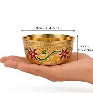 ชุดชามเสิร์ฟลายดอกไม้ทองเหลืองทำมือ 4 ใบ ชามขนมหวานตกแต่งสีทองเคลือบลายสลัก สำหรับครัว ห้องรับประทานอาหาร ของขวัญ - Product Image 6