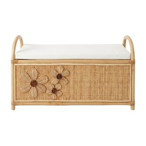 Banc de rangement en rotin artisanal, meubles pour enfants, chambre d'enfant, prix de gros d'usine, design floral - Product Image 1