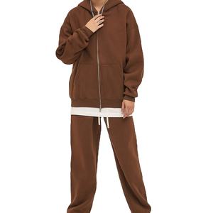 Sweats à capuche zippés en polaire Jogger 2 pièces ensemble survêtement pour hommes Logo personnalisé 350G ensembles de survêtements surdimensionnés en coton pour hommes 2026 - Product Image 1
