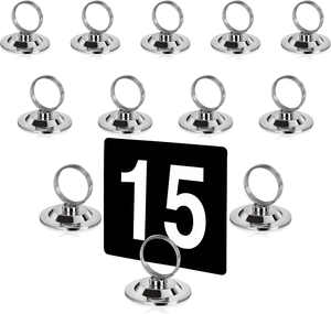 Stainless Steel <b>Ring</b>-<b>Clip</b> Place Card & Table Number Holder with Convenient Stand for Weddings & Events - Product Image 2