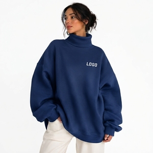 Sweat-shirt à col montant oversize de qualité supérieure pour femmes, style streetwear tendance, coupe régulière, pour un usage décontracté en extérieur - Product Image 3