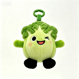Porte-clés en peluche personnalisé brodé, motif bok choy à visage clignotant, breloque légume vert bicolore - Product Image 2