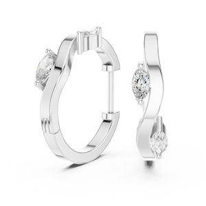 Luxury Marquise Diamond <b>Hoop</b> <b>Earrings</b> White Gold Minimalist Womens Fine Jewelry - Product Image 2