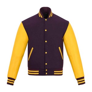 Chaqueta Varsity Morada para Hombre con Mangas, Cuello Alto, Cierre de Botones, Estilo Urbano, Ropa Deportiva de Otoño, Chaquetas de Béisbol - Product Image 6