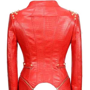 Custom <b>Women's</b> Slim Satin PU Leather Jacket <b>for</b> <b>Spring</b>/Autumn/Winter New Motorcycle Short <b>Coat</b> Cotton Filling Leather Jacket - Product Image 2