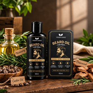 Huile pour barbe pour hommes, soin à base de plantes, 50 ml, croissance naturelle des cheveux, nourrit, adoucit, renforce, logo personnalisé - Product Image 5