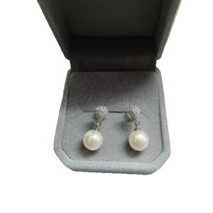 Boucles d'oreilles en perles de manta rose sans noyau, argent 925, perles d'eau douce rondes de 8 à 9 mm, incrustées de zircon diamant sans défaut, design élégant - Product Image 5