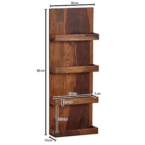 Consola de Pared Contemporánea de Madera de Mango Hecha a Mano con Grabado Decorativo y Acabado Blanqueado, Función de Almacenamiento para Sala de Estar - Venta al por Mayor - Product Image 5