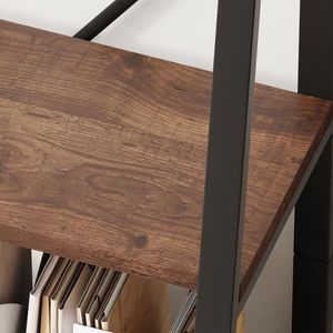 Étagère à 4 niveaux en bois d'acacia massif avec structure en métal noir pour salon, bureau, rangement et présentation à domicile - Product Image 4