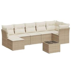 8-Piece Beige <b>Cream</b> White PE Rattan Patio <b>Sofa</b> Set Stylish <b>Cream</b> White Outdoor Furniture - Product Image 2