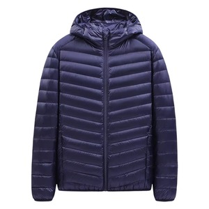 Athletic Lightweight White Hooded Duck Down <b>Jacket</b> for Mens Front Zipper up <b>Packable</b> Insulated Quilted Down Coat 6XL - Product Image 2