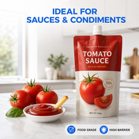 Pochette à bec verseur personnalisée pour ketchup, sachet alimentaire refermable de qualité alimentaire pour emballage de sauces et liquides avec bouchon