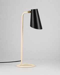 Mid Century Modern Metal <b>Table</b> Lamp Black Shade Cream Base Geometric Design Indoor Home Decor - Product Image 2