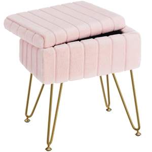 Repose-pieds ottoman de luxe en velours blanc, style nordique moderne du milieu du siècle, avec rangement, pour chambre à coucher - Product Image 3