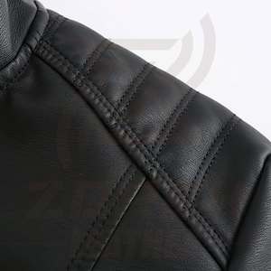 Blousons en cuir marron pour hommes, haut de gamme, à capuche, décontractés, hiver, couleur unie, respirants, fermeture éclair intégrale, personnalisables, OEM, vente en gros - Product Image 6