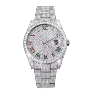 Reloj de Lujo Plateado con Moissanita y Cuarzo para Hombre, Esfera de Diamantes, Brazalete Vintage, Caja Redonda de 10mm, Correa de 22cm - Product Image 4