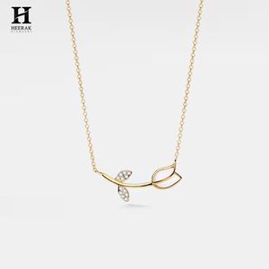 ผู้ผลิตเครื่องประดับสั่งทำพิเศษ สร้อยคอรูปดอกทิวลิปทอง 14k ประดับเพชร สำหรับขายส่ง - Product Image 3