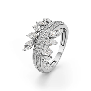 Oval Cut Diamond <b>Cocktail</b> <b>Ring</b> 18K Solid <b>Gold</b> Rhodium Plated Geometric Luxury Women's Engagement <b>Ring</b> - Product Image 2