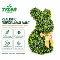 Gazon artificiel en forme de lapin, fausse topiaire verte en PE, résistante aux UV, pour intérieur, extérieur, jardin, patio, balcon