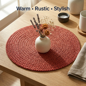 Circular Jute <b>Table</b> <b>Mat</b> Minimalist Natural Color Fringe Edge | Handmade Eco-Friendly Round Dining Placemat for Home Hotel Use - Product Image 4