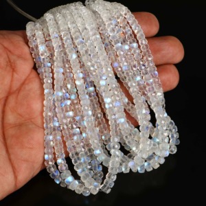 Natural <b>Rainbow</b> Moonstone Faceted Rondelle 5mm 7mm Loose Gemstone Strand For Jewelry Making Wholesale Bulk Genuine Moonstone - Product Image 2