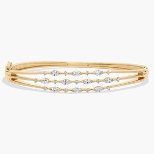 Multi-Row Marquise and Round Alternating Diamond <b>Bangle</b> <b>Bracelet</b> in White Gold - Product Image 1