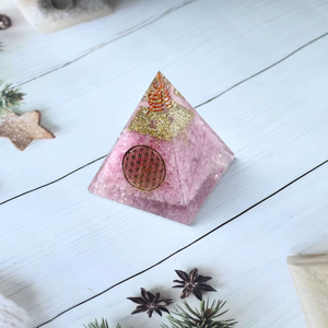 Pirámide de Cuarzo Rosa, Cristal Orgonita, Decoración para el Hogar, Gema Natural Pulida, Forma Triangular - Product Image 6