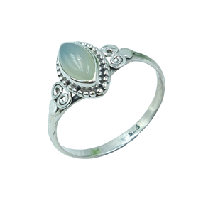 Anillo de Aguamarina Natural de Plata de Ley 925 Hecho a Mano con Engaste de Bisel y Cuentas, Anillo de Piedra Preciosa para Mujer con Diseño Vintage de Espiral, Piedra de Nacimiento - Product Image 1