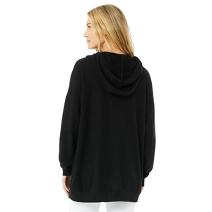 Sweat-shirt à capuche oversize pour femme 2026, couleur unie, en coton tricoté, manches longues, design asymétrique, pour l'automne - Product Image 3