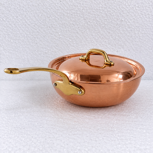 Casserole en cuivre artisanale avec couvercle et poignée en laiton, ustensile de cuisson en cuivre, faitout en cuivre, pot de cuisine, OEM ODM, vente en gros - Product Image 2