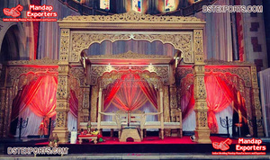 Magnífico Mandap Triveni para Bodas, Decoración Exclusiva para Bodas, Diseños de Mandap Triveni Blancos de Moda, Mandap de Boda de Triple Pilar de Tendencia en EE. UU. - Product Image 6