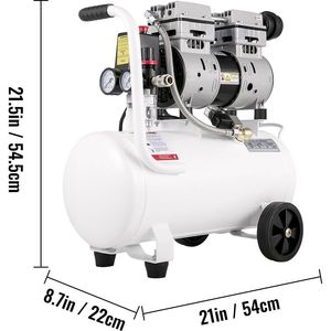 Compressore d'Aria Portatile Senza Olio da 1 HP con Serbatoio in Acciaio da 6,6 Galloni, 750W, Compressore Pancake per Pneumatici, 115 PS, Pressione Massima 150 PSI - Product Image 3