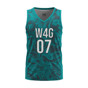 เสื้อบาสเก็ตบอลแบบกำหนดเอง W4G สำหรับทุกเพศ คอวี แขนกุด ระบายเหงื่อได้ดี ผลิตจากโพลีเอสเตอร์ 100% ลายพิมพ์เรขาคณิต เสื้อทรงแอธเลติกสำหรับผู้ใหญ่ - Product Image 4