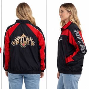 Chaqueta Acolchada Roja y Negra, Resistente al Viento, Gruesa, Impermeable, con Cuello Alto y Logotipo Frontal, para Entrenamiento en Equipo - Product Image 2