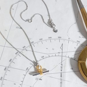 สร้อยคอแบบปรับได้สองสี จี้ทองเหลืองแบบเกลียว ขายส่งขั้นต่ำน้อย - Product Image 1