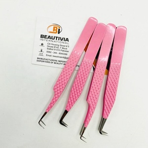 Pinzas profesionales de Extensión de pestañas de acero inoxidable con revestimiento rosa con punta puntiaguda sostenible para Aplicación de pestañas - Product Image 5