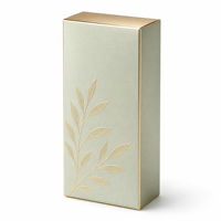 Boîte cadeau portable étanche à couvercle rabattable vert menthe avec motif feuille dorée en relief, emballage cosmétique pour soins de la peau avec insert en mousse