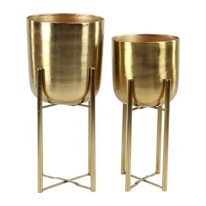 Jardinière en métal minimaliste moderne avec support en fer, élégant porte-plantes d'intérieur pour la décoration de la maison et du bureau - Product Image 3