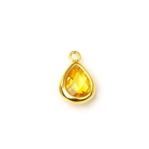 Citrine Quartz Teardrop <b>Pendant</b> Silver Plated Brass Faceted Pear Shape Gemstone Charm Jewelry Making Handmade Wholesale Charm - Product Image 5