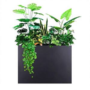 Gnee GN-PR-1015-RTS Livraison locale aux États-Unis, jardinière carrée en acier galvanisé noir de 151 L, boîte à fleurs commerciale et résidentielle, style américain - Product Image 1