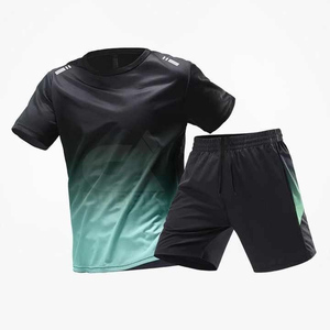 dubbix mens moisture wicking <b>short</b> sleeve t shirt and elastic waist <b>shorts</b> set quick dry summer activewear crew neck sportswear - Product Image 4