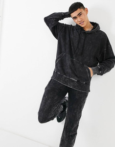 Conjunto Deportivo de Dos Piezas para Hombre, Personalizado OEM, de Felpa de Algodón Grueso con Efecto Desgastado por el Sol, Estampado en Serigrafía, Talla Grande, Lavado a la Piedra, para Invierno - Product Image 3
