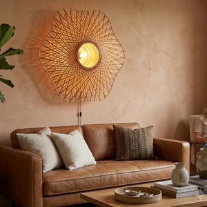 Custom Handcrafted Woven <b>Wall</b> Sconce Natural Bamboo Rattan <b>Wall</b> Lamp Decorative <b>Light</b> for Indoor Dining Room - Product Image 4
